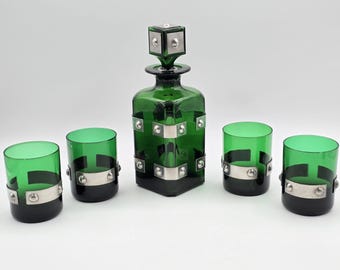 Whisky decanter with 4 glasses, Atelier France, Paris