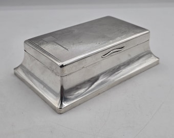 Sterling silver large Art Deco box with 2 compartments, Trinket, Jewelry box