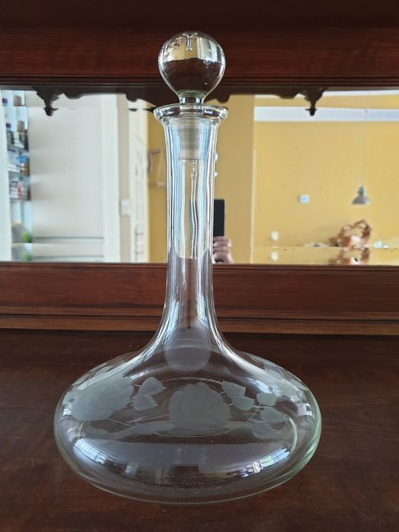Antique etched crystal decanter Etsy