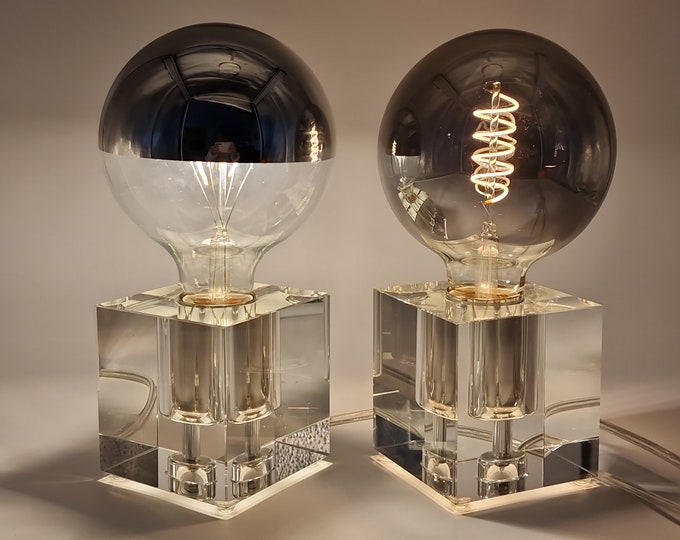 Solid crystal cube design lamps