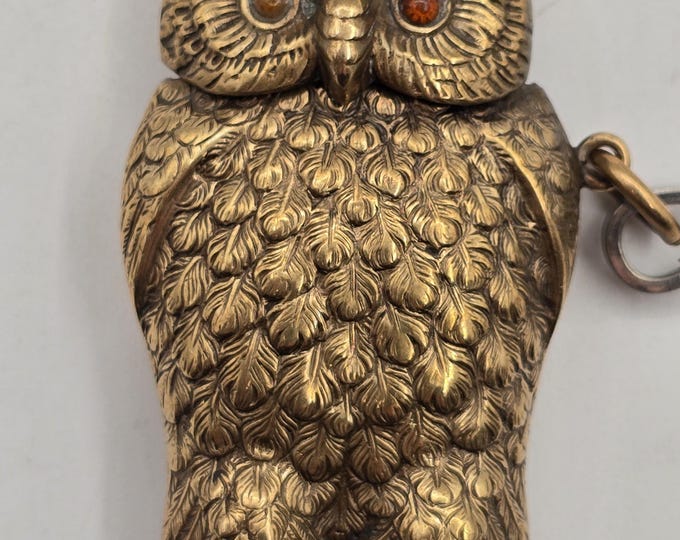 Vesta box, tinder box in the shape of an owl, antique