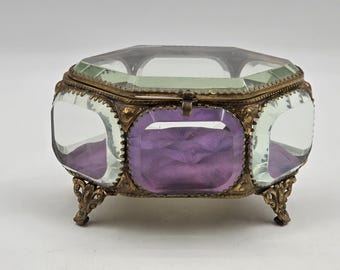 Large antique 6 sided trinket/jewelry box