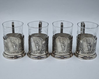 Jumet Melchior, set of 4 Sputnik glass holders