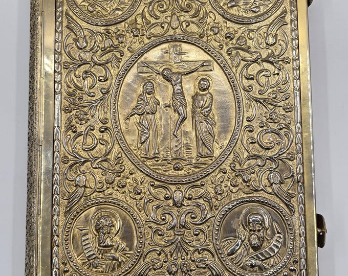 Holy Gospel, large size in sterling silver gold plated