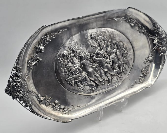 Insanely beautiful large presentation tableau WMF with Cherub decor, Art Nouveau