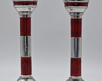 Pair of vintage candlesticks, lighthouse model