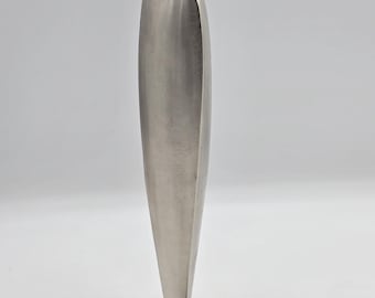 Space age vintage stainless steel vase, industrial