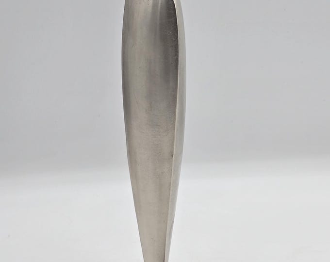 Space age vintage stainless steel vase, industrial