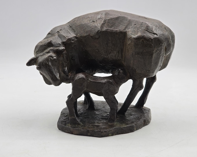 Sculpture, bronze, Frank Letterie, Sheep with lamb