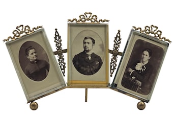 3-panel antique photo frame, Victorian gilded