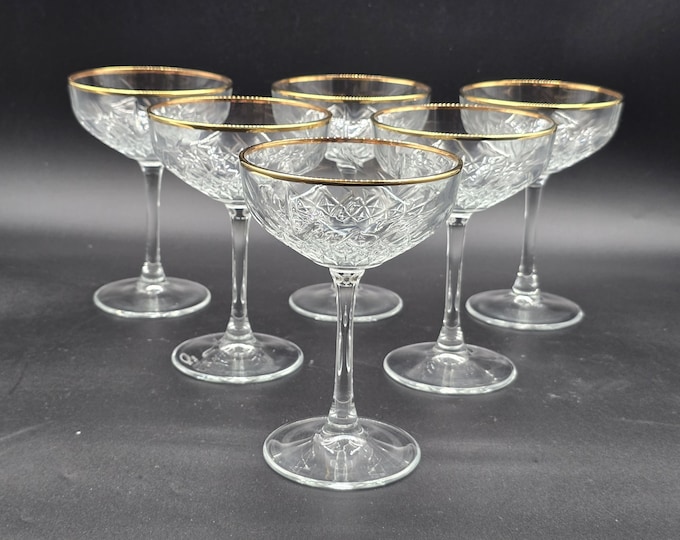 Set of 6 luxurious Champagne glasses or Dessert coupes