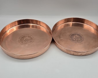 Pair of red copper trays "Amstel beer" Netherlands
