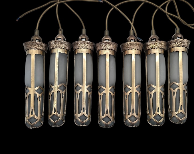 Set of 7 Art Nouveau lamps