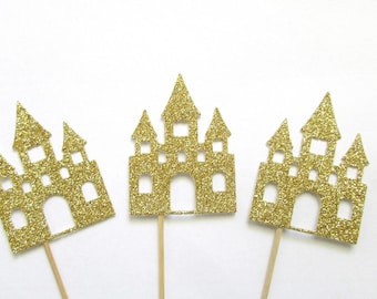 Glitter Castle Cupcake Toppers, Princess Party Decorations