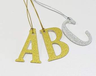 Glitzernder Buchstabenanhänger / Buchstaben-Geschenkanhänger / Buchstabenornamente / Initialen-Geschenkanhänger / Buchstaben-Weihnachtsstrumpfhänger / 1 Stück
