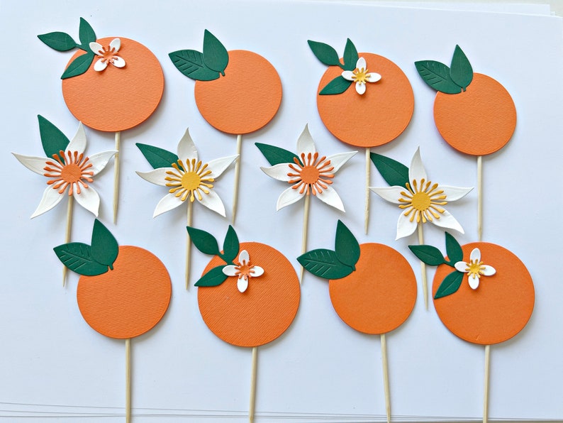 Décoration pour cupcakes Little Cutie Little Cutie is on the Way Toppers, Little Cutie Baby Shower Clémentine Baby Tangerine Premier anniversaire MIXED - 4 of each