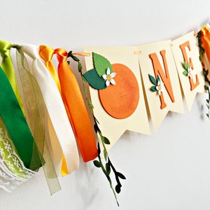 Little Cutie One High Chair Banner Orange ONE Banner. Clementine 1st Birthday Decorations. Tangerine Theme First Birthday. Citrus Party image 1