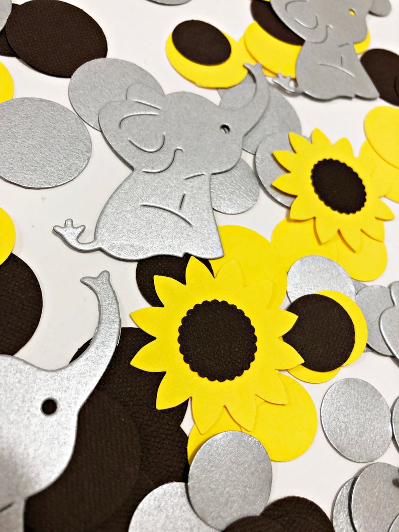 Elephant and Sunflower Baby Shower 200 Pcs. Elephant and Sunflower Confetti Girl Elephant Decor Elephant Sunflower Baby Shower Decorations image 9