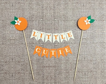 Little Cutie Cake Topper: Orange Baby Shower Decoration