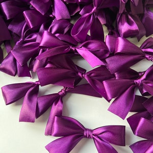 Purple Satin Ribbon Bows with Twist Ties 4 Wide Satin Ribbon Bows. Satin ribbon bows, Baby bows, Children's bows, Purple bows image 5