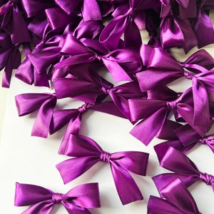 Purple Satin Ribbon Bows with Twist Ties 4 Wide Satin Ribbon Bows. Satin ribbon bows, Baby bows, Children's bows, Purple bows image 4