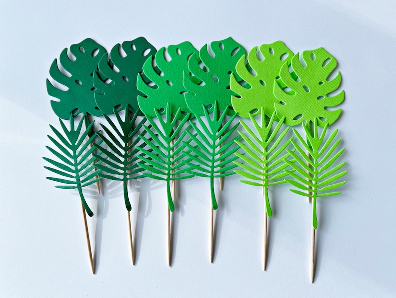 12 Dschungel Safari Cupcake Toppers Dschungel Baby Shower Dekorationen. Safari Geburtstag Party Dekor Dschungel Tier Cupcake Toppers Tropische Blätter Bild 7