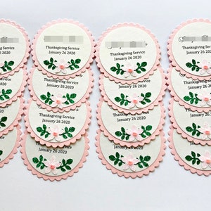 Pink Floral Favor Tags. Flower Baptism Favour Tags, First Communion, Christening Tags, Bridal Shower, Baby Shower Wedding Thank You Tags image 5