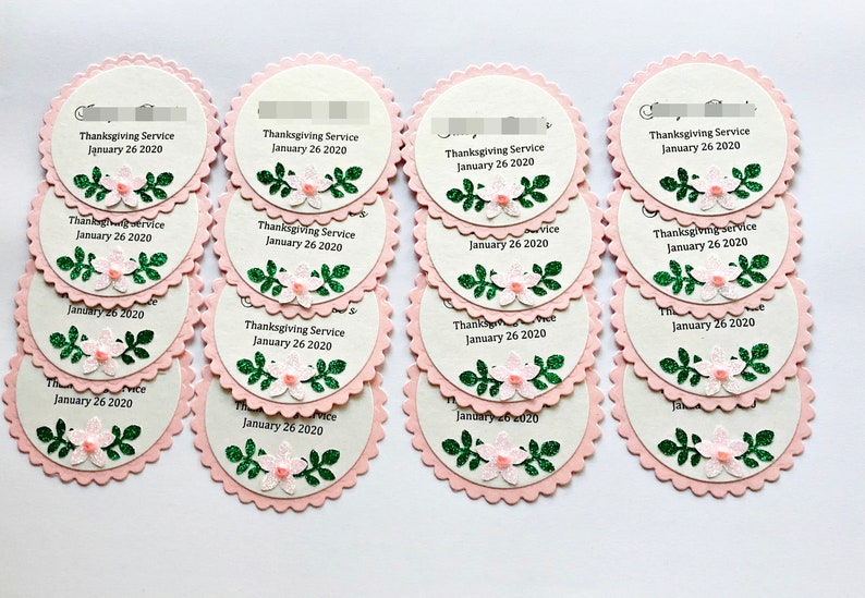 Pink Floral Favor Tags. Flower Baptism Favour Tags, First Communion, Christening Tags, Bridal Shower, Baby Shower Wedding Thank You Tags image 5