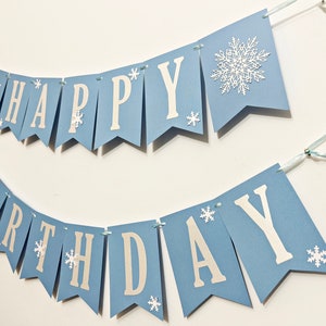 Bannière joyeux anniversaire hiver Onederland bleu Flocon de neige Décorations pour le 1er anniversaire de garçon, fille Fête prénatale flocon de neige Bébé il fait froid Noël image 7