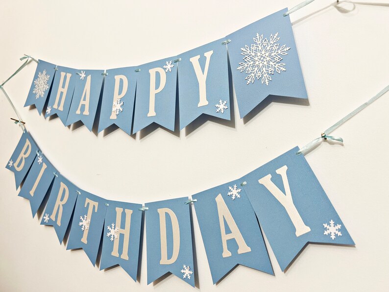 Bannière joyeux anniversaire hiver Onederland bleu Flocon de neige Décorations pour le 1er anniversaire de garçon, fille Fête prénatale flocon de neige Bébé il fait froid Noël image 7