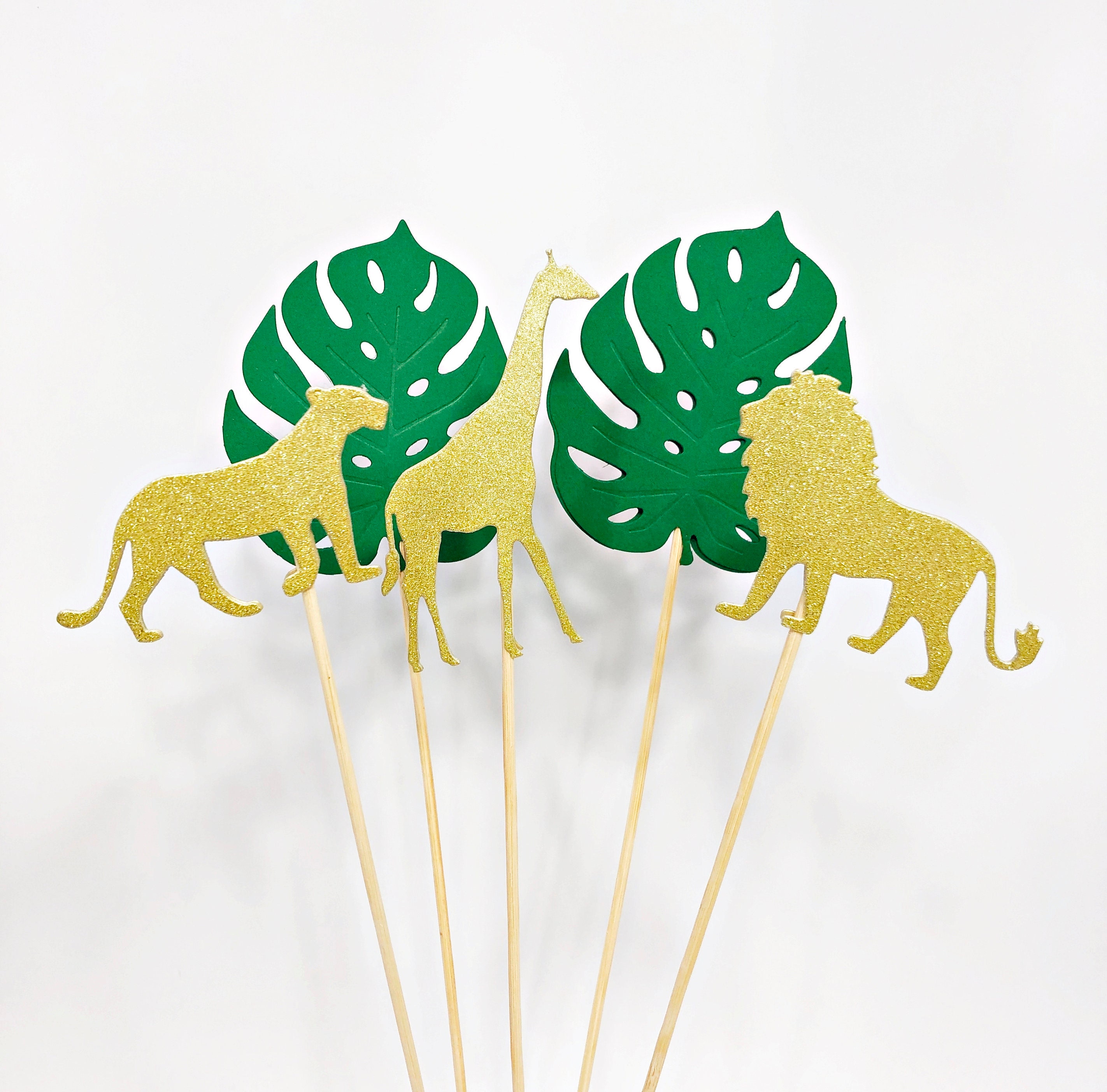 Jungle Party Safari Centerpieces 5 Cake Toppers Giraffe Etsy