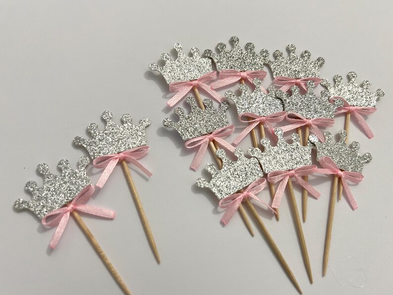 Crown Cupcake Toppers - 12 Prince Princess Cupcake Toppers Food Picks ...