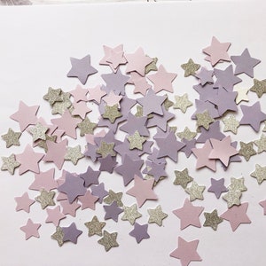 150 Pcs. Twinkle Twinkle Baby Shower Confetti Pink and Gold Birthday Confetti Gold Glitter Star Confetti Party Decorations Girl Baby Shower Lavender