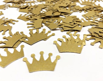 Gold Crown Confetti - Prince or Princess Baby Shower Decorations. Royal Prince baby shower confetti. Prince First Birthday Party Decor