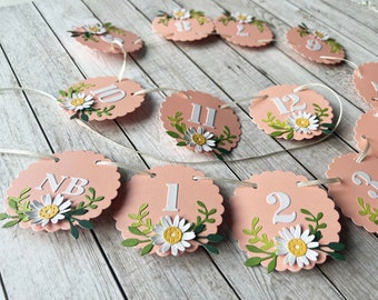 Daisy 12 Month Photo Banner - Daisy Flower 1st Birthday Decorations - FLORAL FIRST BIRTHDAY Party Decorations - Wildflower Photo Banner