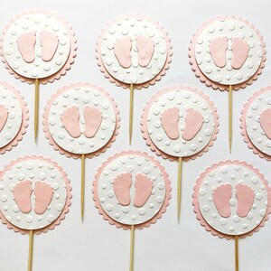 Fußabdruck Cupcake Toppers, Fußabdruck Baby Shower. Baby Girl oder Baby Boy Fußabdruck Cupcake Toppers Baby Shower Dekoration Gender Reveal Party Bild 7