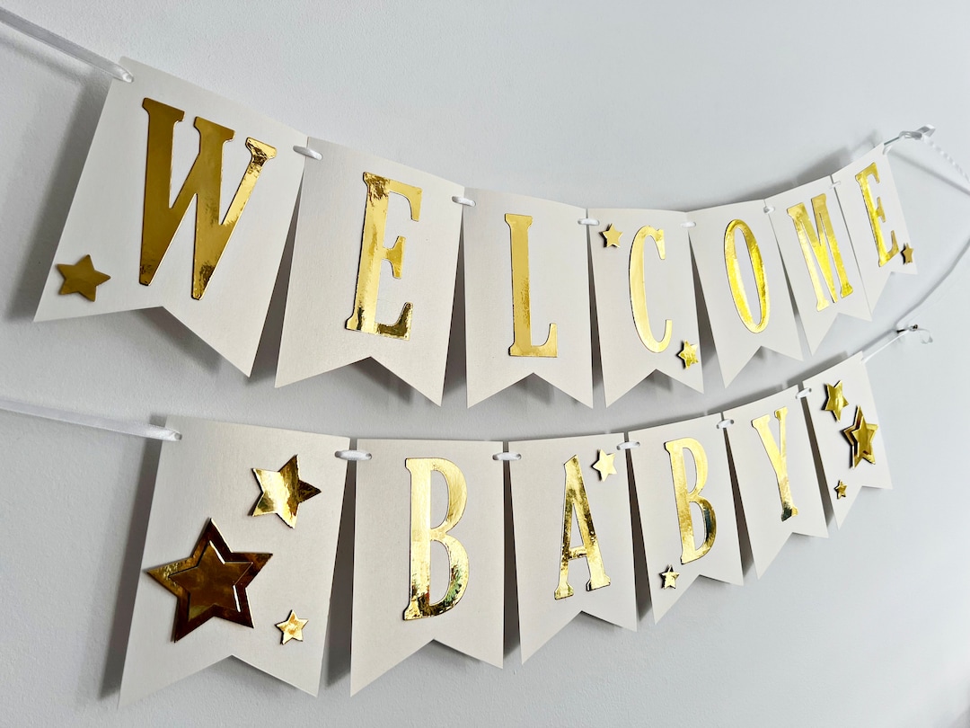 Faixa personalizada de boas-vindas ao bebê: Decoração para chá de bebê ...