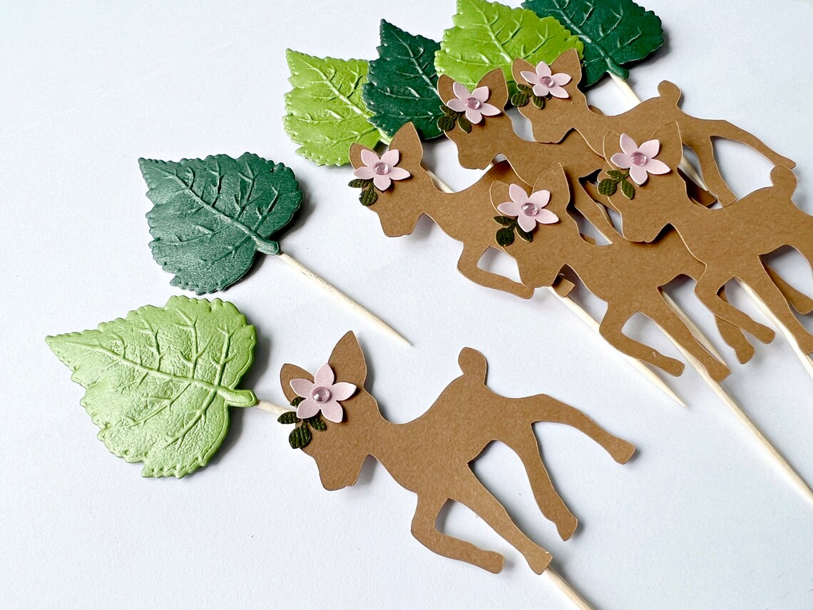 Little Baby Deer Cupcake Toppers Fawn Cupcake Toppers Woodland Etsy