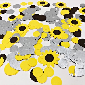 Elephant and Sunflower Baby Shower 200 Pcs. Elephant and Sunflower Confetti Girl Elephant Decor Elephant Sunflower Baby Shower Decorations image 3