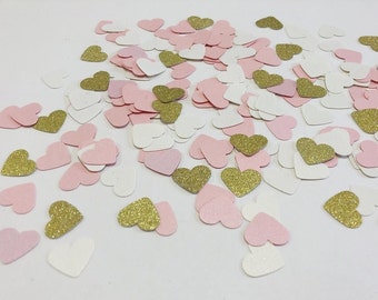 Pink and Gold Heart Confetti Bridal Shower Decorations Bridal Shower Confetti Wedding Reception Table Scatter Glitter Confetti Wedding Table