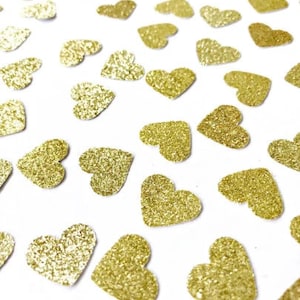 100-1000 PCS Gold Heart Confetti SMALL Hearts Valentine's Day Confetti Gold Bridal Shower Engagement Party 1st Birthday Gold Silver Wedding Gold GLITTER