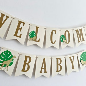 Safari Baby Shower Banner Safari Themed Baby Shower Bunting. Jungle Animals Flag Banner. Boy, Girl Safari Name Banner. Lion King Theme image 1