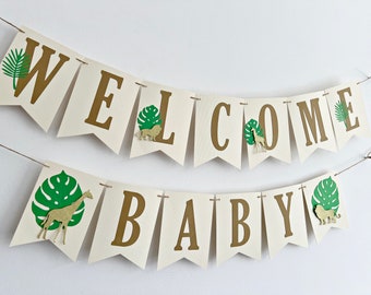 Safari Baby Shower Banner - Safari Themed Baby Shower Bunting. Jungle Animals Flag Banner. Boy, Girl Safari Name Banner. Lion King Theme