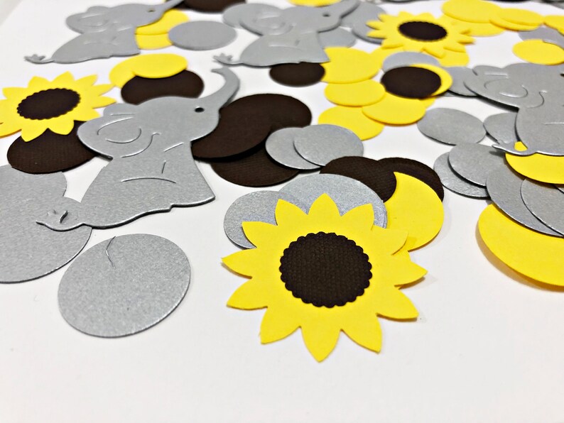 Elephant and Sunflower Baby Shower 200 Pcs. Elephant and Sunflower Confetti Girl Elephant Decor Elephant Sunflower Baby Shower Decorations image 6