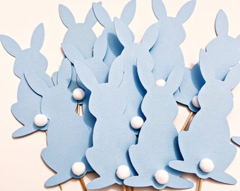Bunny Cupcake Toppers - Roze of Blauw Sommige Bunny is One. Roze of blauwe konijntjes. Jongen of meisje Bunny Cupcake Toppers - eerste verjaardagsfeestje