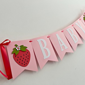 Berry Sweet Baby-banner – gepersonaliseerde Berry-banner. Aardbei Babyshower Decor Welkom Baby Handgemaakte Banner Roze Rood Aardbei Thema Twee Zoet