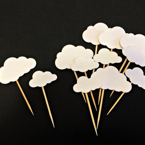 12 Cloud Cupcake Toppers. Food Picks. Up Up and Away. Travel Theme Baby, Bridal Shower First Birthday. Party Toppers Cloud Party Decorations