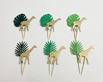 Decorazioni per cupcake a tema giraffa - Decorazioni per feste a tema safari nella giungla