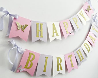 Butterfly Birthday Banner - Butterfly Party Decor. Butterfly Theme Butterfly ONE Banner Happy Birthday Banner Girl Birthday Decor Photo Prop