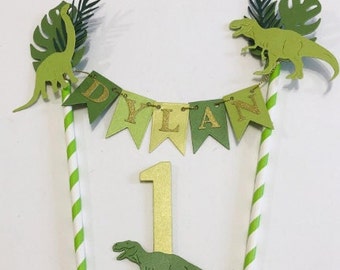 Dinosaurier Cake Topper - Custom Dinosaurier Alter oder Name Topper. Dino Thema Dinosaurier Erster Geburtstag Dino Party Dinosaur Smash Cake Dinosaur Party